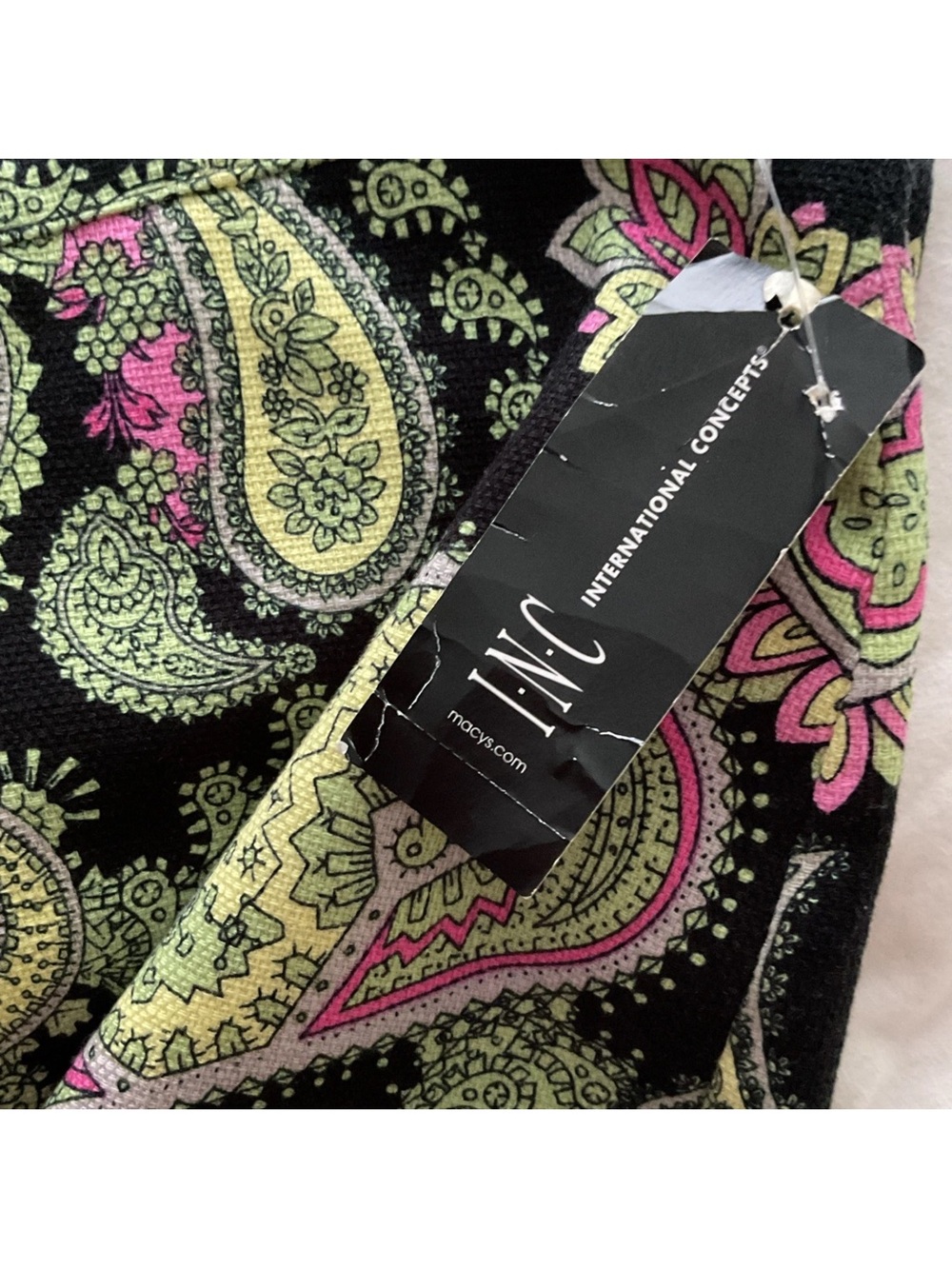 Paisley Embroidered Mini Skirt in Black with Pink & Green - Picture 7 of 10